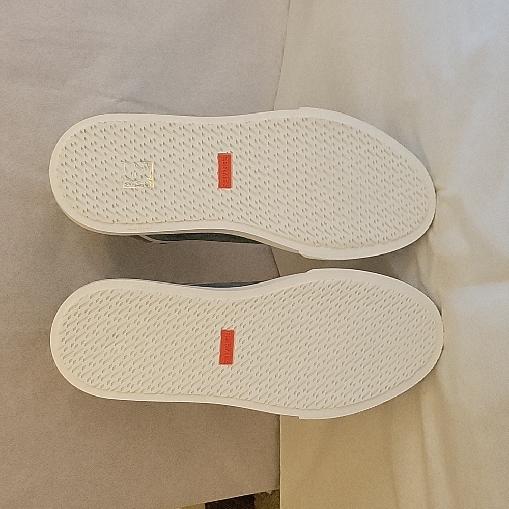 Hermes Light Blue Suede Colorblock Pattern Sneake… - image 3